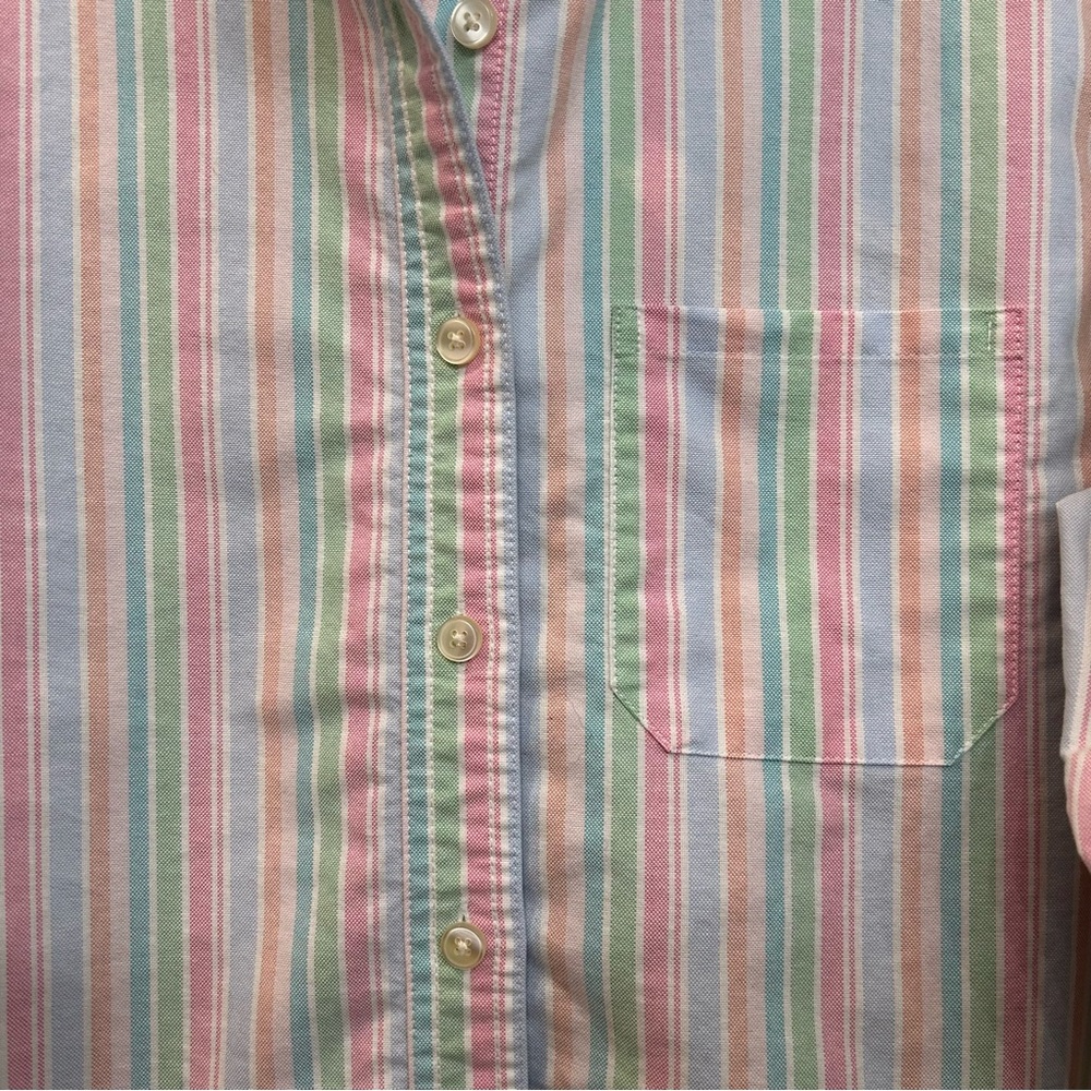 L.L. Bean Woman’s Pastel Cotton Striped Button Down Shirt Size M - Picture 3 of 8